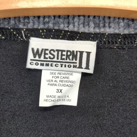 Western Connection II Women's Knit Top Black Yellow Plus Size 3X Short Sleeve - Picture 8 of 12
